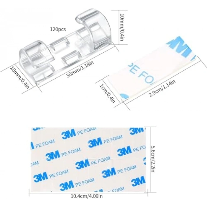 Kablo Sabitleyici Klips, Yapışkanlı, 20 Adet
