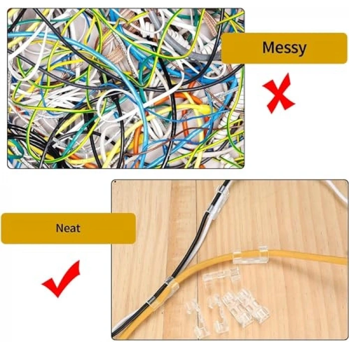 Kablo Sabitleyici Klips, Yapışkanlı, 20 Adet