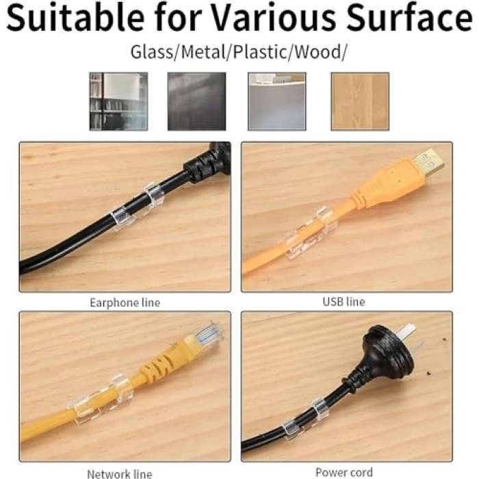 Kablo Sabitleyici Klips, Yapışkanlı, 20 Adet