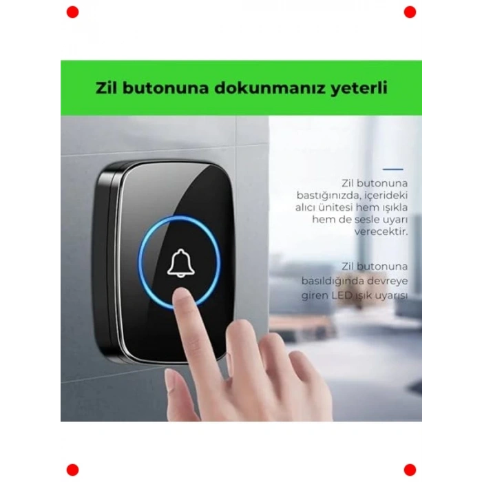 Kablosuz Kapı Zili & Acil Çağrı Sistemi, 300m