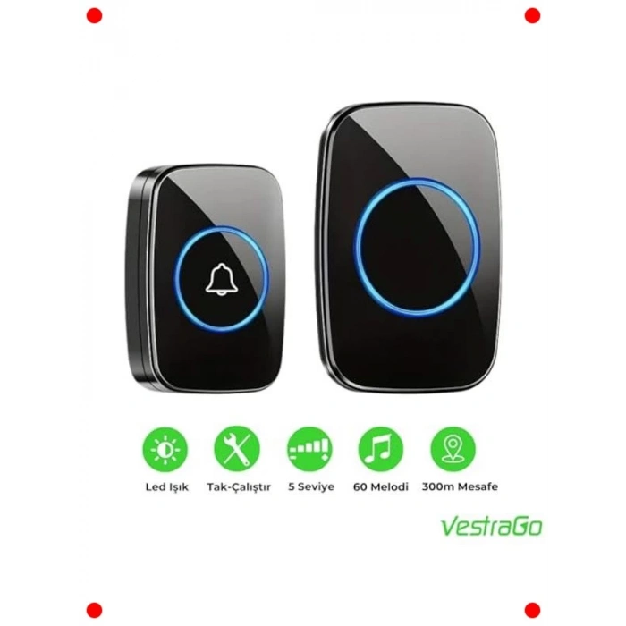 Kablosuz Kapı Zili & Acil Çağrı Sistemi, 300m