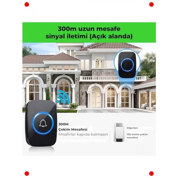 Kablosuz Kapı Zili & Acil Çağrı Sistemi, 300m