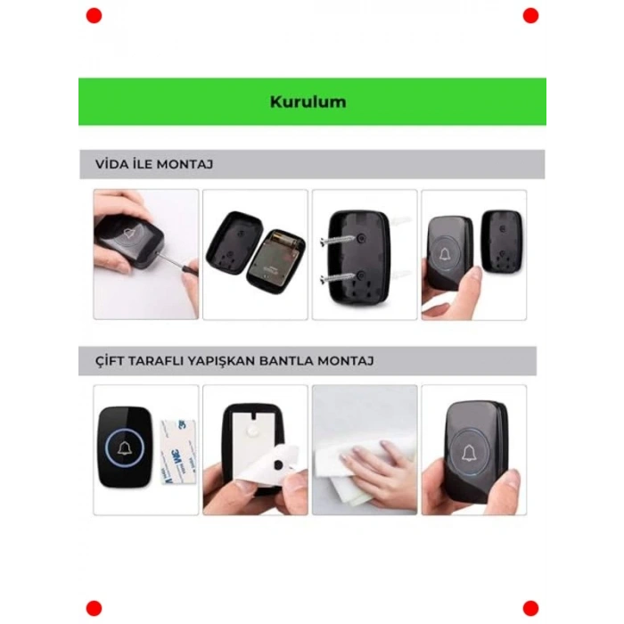 Kablosuz Kapı Zili & Acil Çağrı Sistemi, 300m