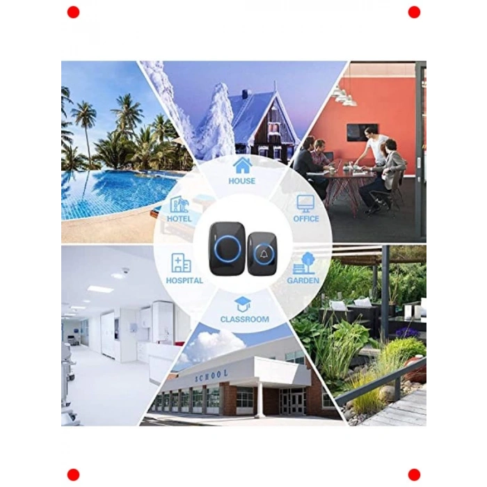 Kablosuz Kapı Zili Seti, 2 Buton, 60 Melodi