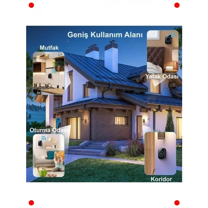 Kablosuz Uzun Mesafe Kapı Zili Seti (LED, 300m)