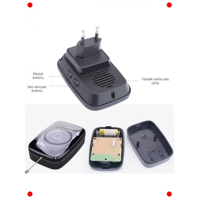 Kablosuz Uzun Mesafe Kapı Zili Seti (LED, 300m)