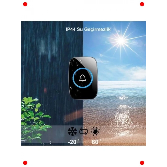 Kablosuz Uzun Mesafe Kapı Zili Seti (LED, 300m)