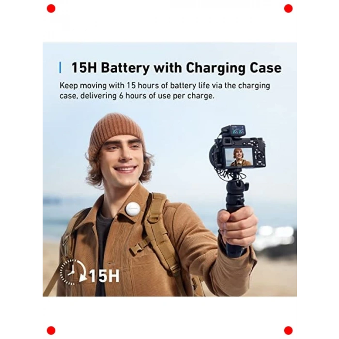 Kablosuz Yayıncı Mikrofonu - Çift Kanallı, Beyaz