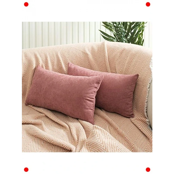 Kadife Doku Dekoratif Kırlent Kılıfı Seti - 2 Adet