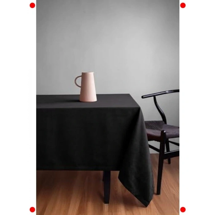 Kadife Doku Masa Örtüsü - Siyah (140x220 cm)