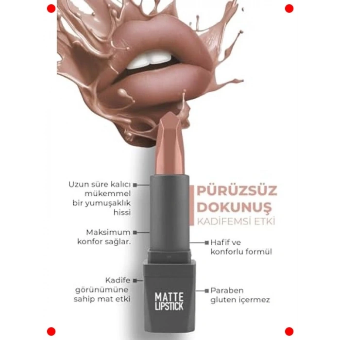 Kadifemsi Mat Nude Ruj - Uzun Süre Kalıcı