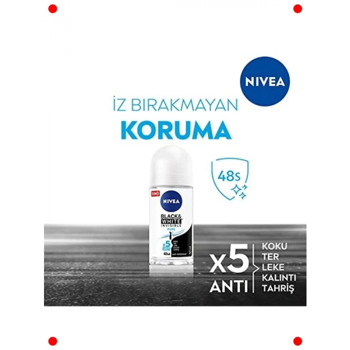 Kadın Görünmez Siyah Beyaz Roll-On Deodorant 50 ml