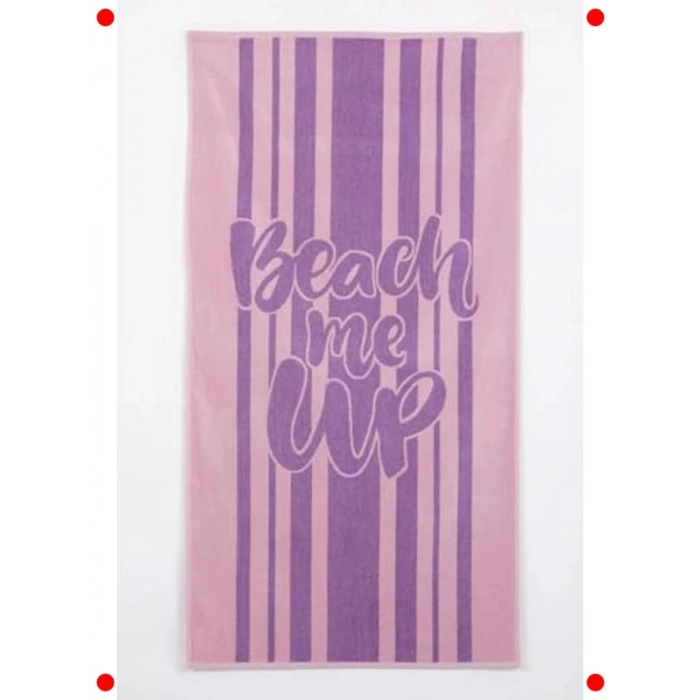 Kadın Pamuklu Plaj Havlusu - Lila Renk