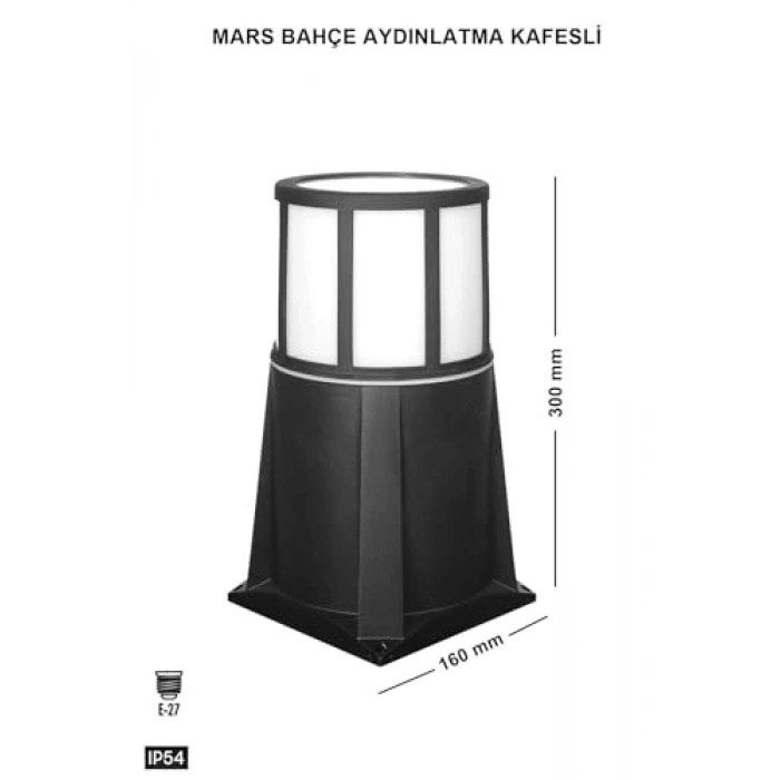 Kafesli Set Üstü Bahçe Lambası 35 cm 220v IP54
