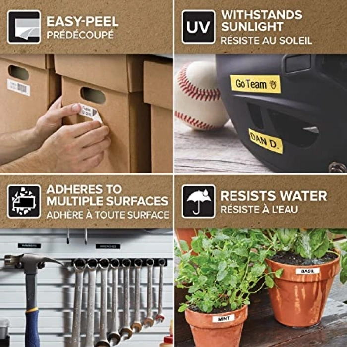 Kalıcı Polyester Şerit, 12 mm x 5.5 mt, Siyah/Beyaz