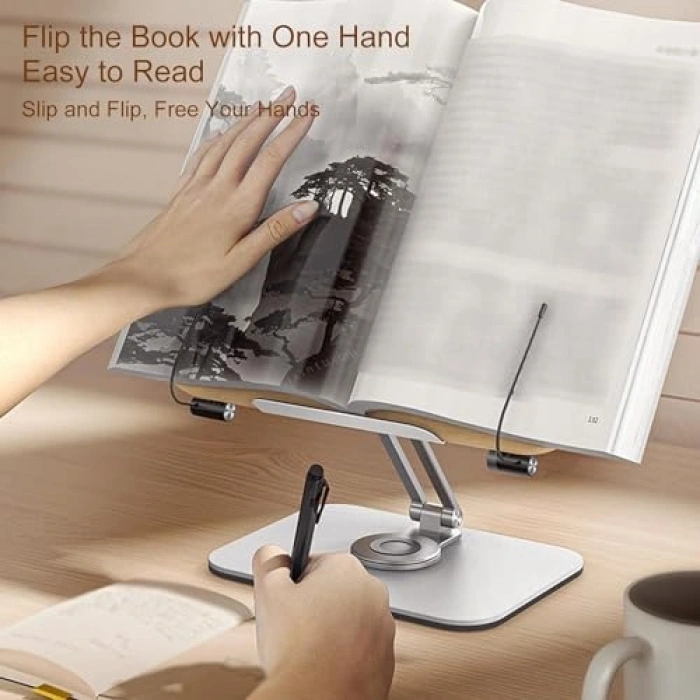 Kaliteli Karbon Çelik ve Ahşap Kitap Okuma Tutucu, Ayarlanabilir