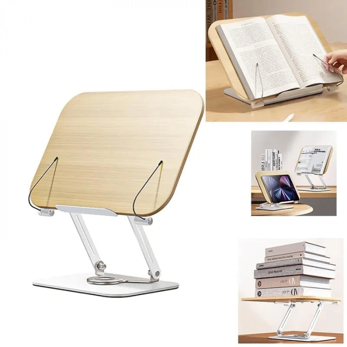 Kaliteli Karbon Çelik ve Ahşap Kitap Okuma Tutucu, Ayarlanabilir