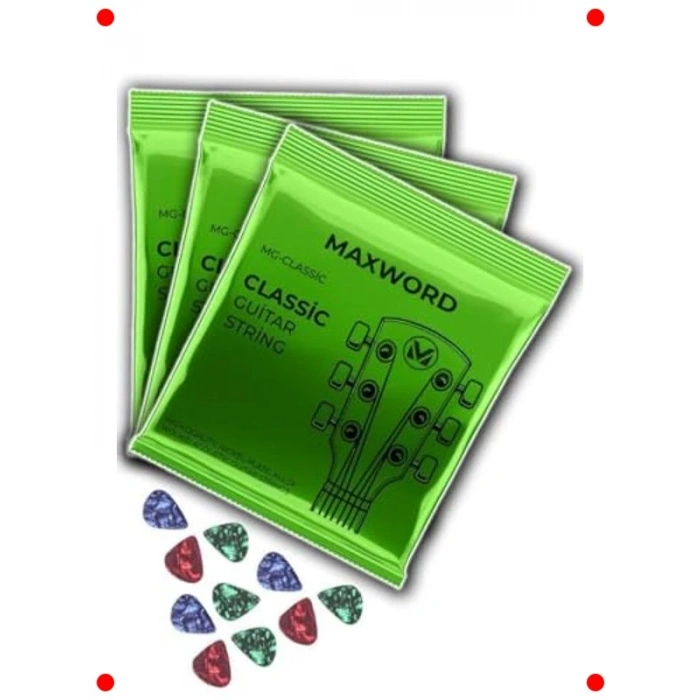 Kaliteli Klasik Gitar Teli Seti - 3 Takım + 10 Pena