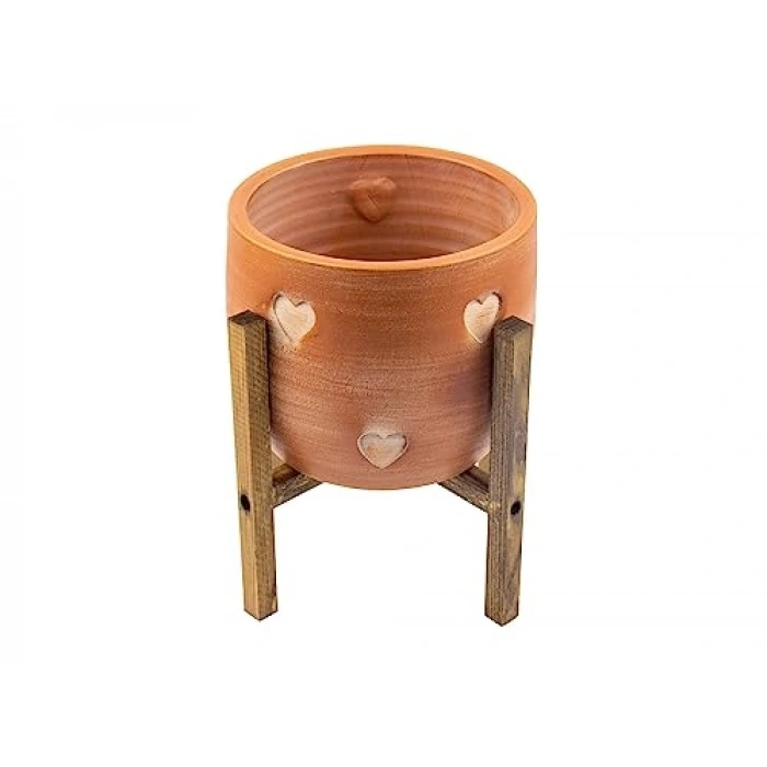 Kalp Desenli Saksı, 4 Ayaklı Tasarım, 19 cm