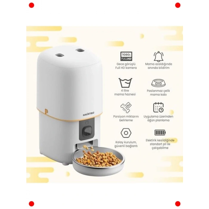 Kameralı Akıllı Otomatik Evcil Hayvan Mama Kabı