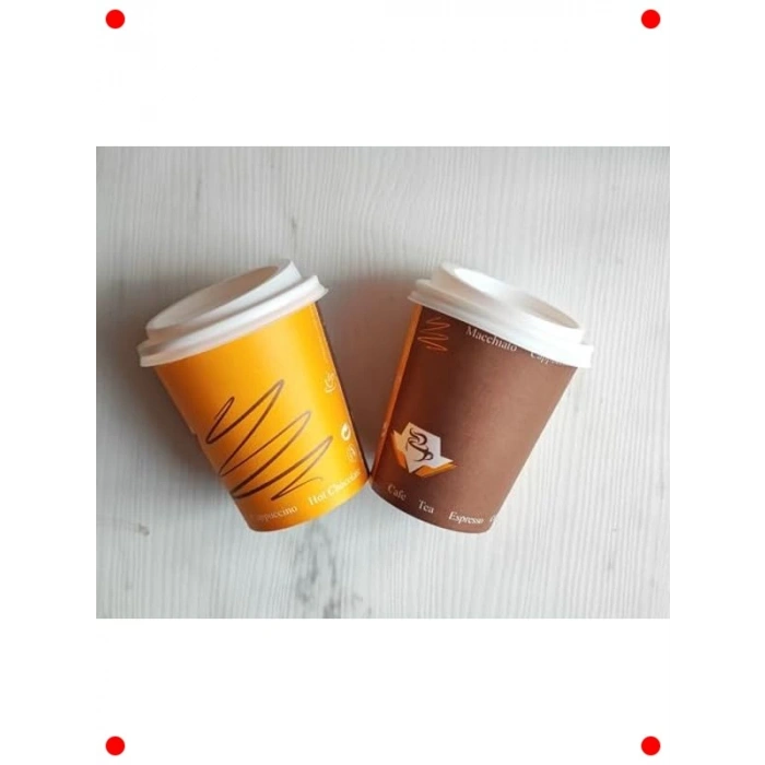 Kapaklı Karton Bardak Seti - 100 Adet