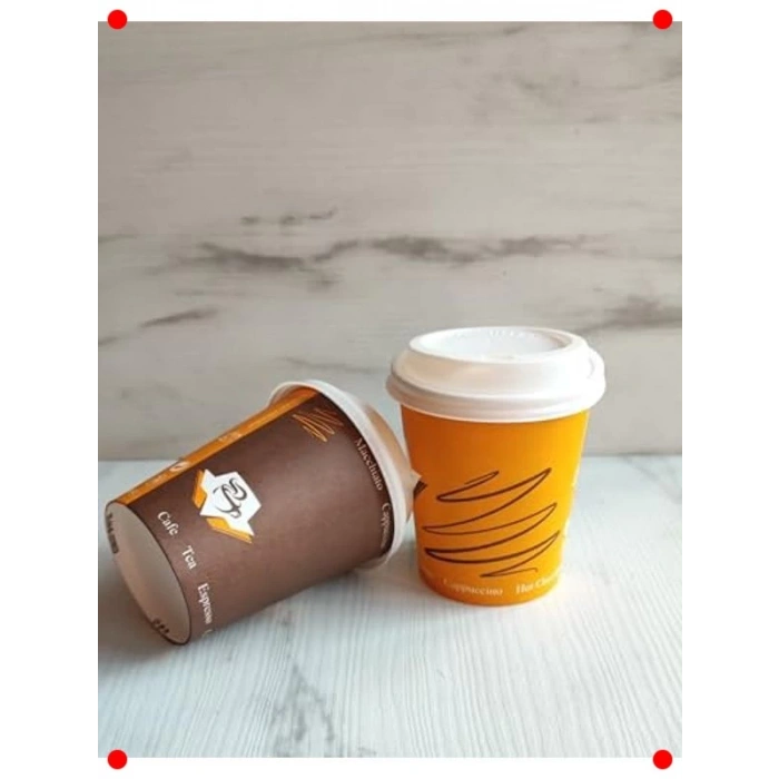 Kapaklı Karton Bardak Seti - 100 Adet