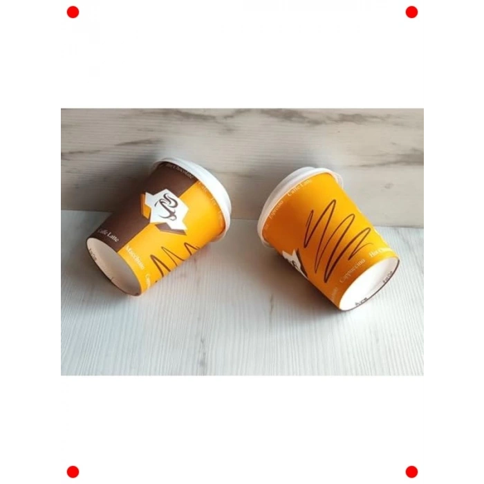 Kapaklı Karton Bardak Seti - 100 Adet