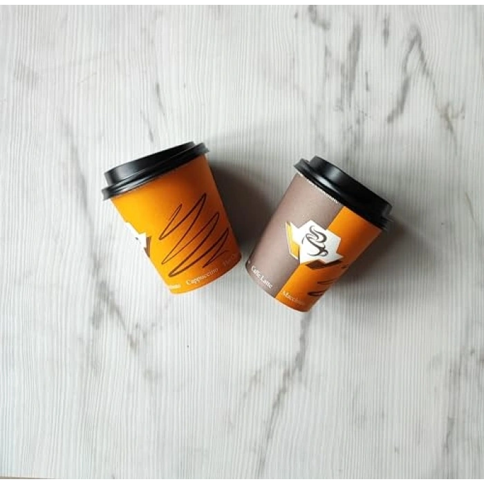 Kapaklı Karton Bardak Seti, 100 Adet Bardak ve Kapak