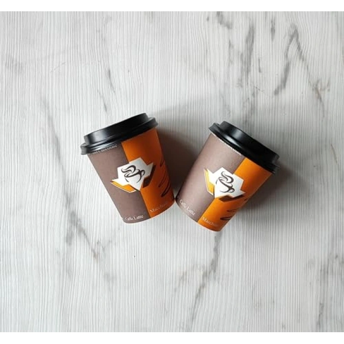 Kapaklı Karton Bardak Seti, 100 Adet Bardak ve Kapak