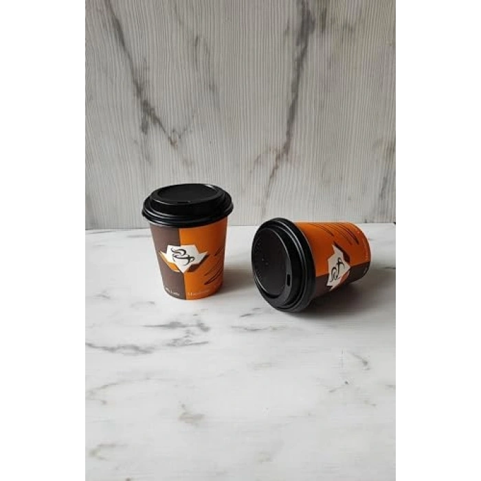 Kapaklı Karton Bardak Seti, 100 Adet Bardak ve Kapak