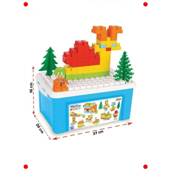 Kapaklı Kutu İçinde 128 Parça Yapı Blokları
