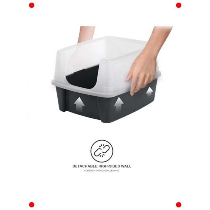 Kapalı Kedi Tuvaleti + Kürek Seti 2li – Gri XL Boyut