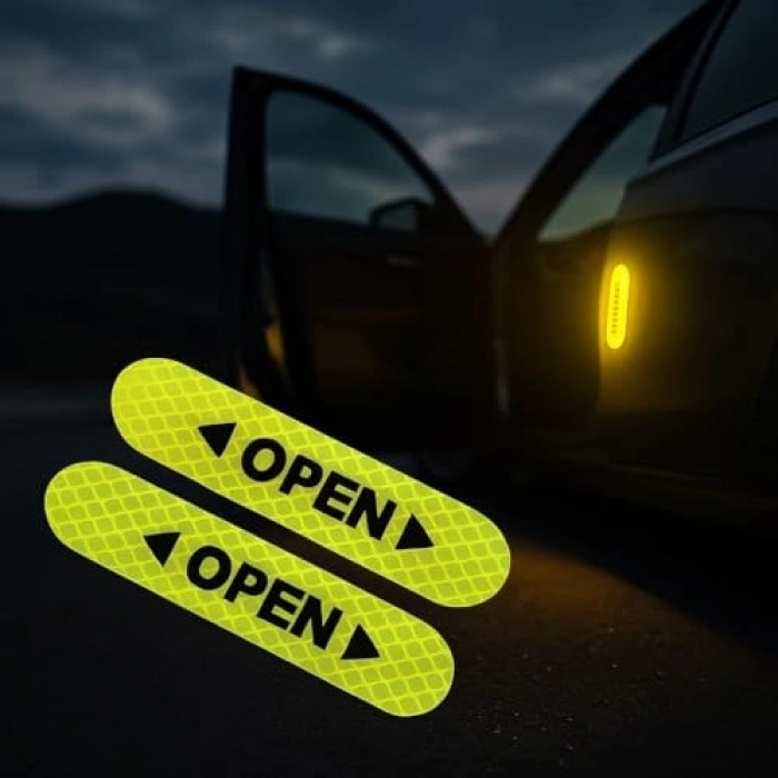 Kapı Açık Uyarı Etiketi, Gece Görünürlüklü Sarı Renkli 4 Adet