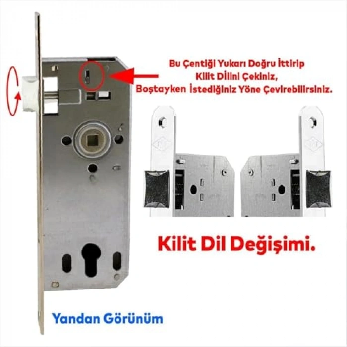 Kapı Kolu, 45x85 mm Boyutlarında, 3 Anahtarlı Metal Kilit