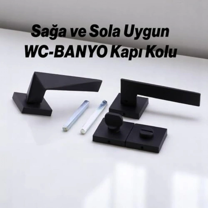 Kapı Kolu, Siyah, Kare Rozetli, Ev Kapıları İçin, Kilitlenebilir