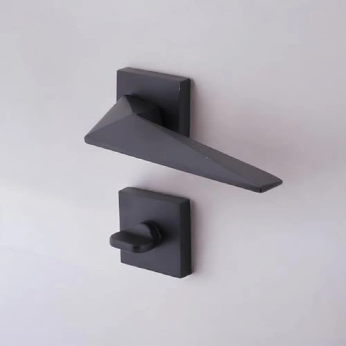 Kapı Kolu, Siyah, Kare Rozetli, Ev Kapıları İçin, Kilitlenebilir