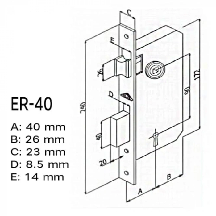 Kapı Kolu ve Ekstra Gömme Kilit Seti, Nikel Saten