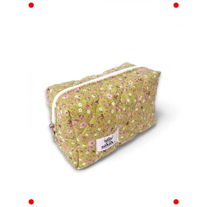 Kapitone Seyahat Makyaj Çantası - Yeşil