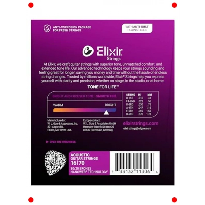 Kaplamalı Bariton Akustik Gitar Teli (16-70)