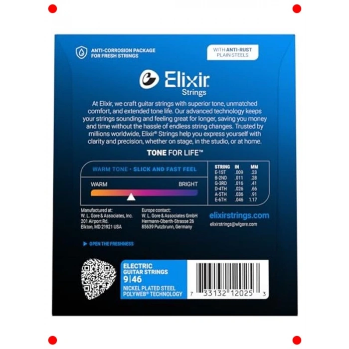 Kaplamalı Elektro Gitar Telleri, Custom Light (.009-.046)