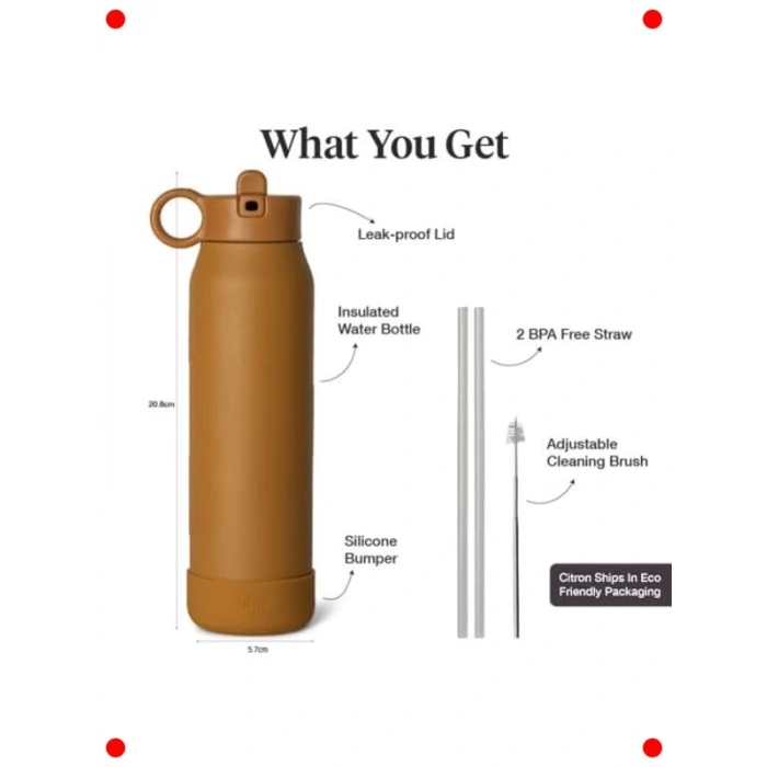 Karamel Renkli 350 ml 3 Katmanlı Paslanmaz Çelik Termos