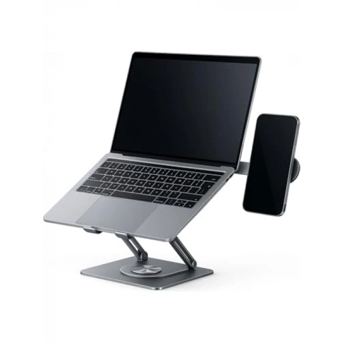 Karbon Çelik 360° Döner Laptop Standı, Yükseklik Ayarlı