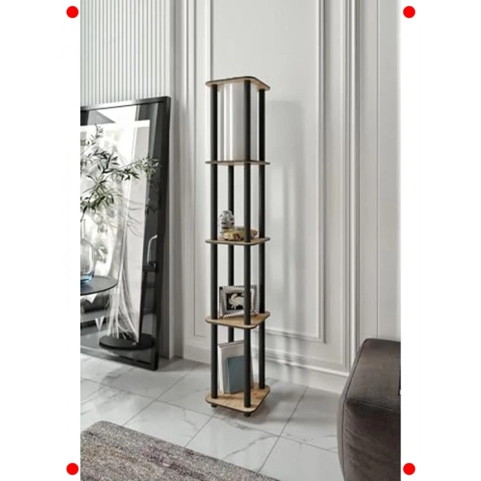 Kare Ahşap Lambader, 3 Raflı, E27 Uyumlu