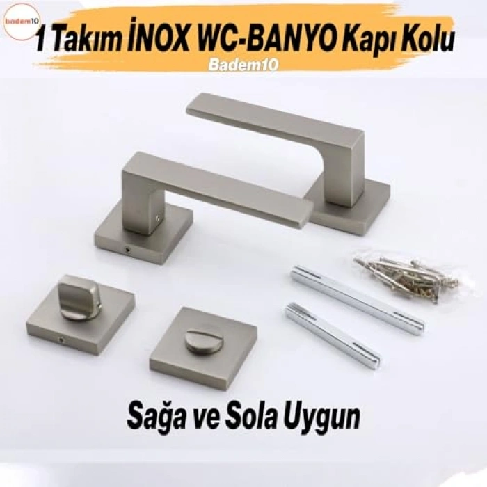 Kare Rozetli 1 Takım İç Dış Kapı Kolu, Kilitlenebilir Tasarım