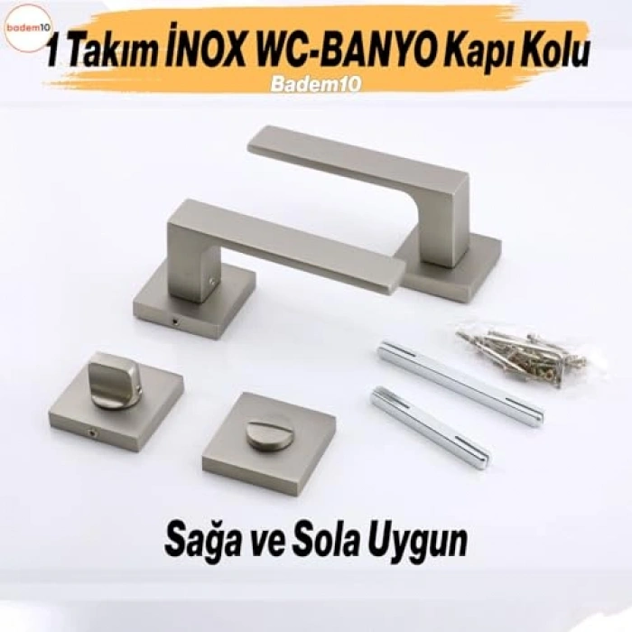 Kare Rozetli 1 Takım İç Dış Kapı Kolu, Kilitlenebilir Tasarım