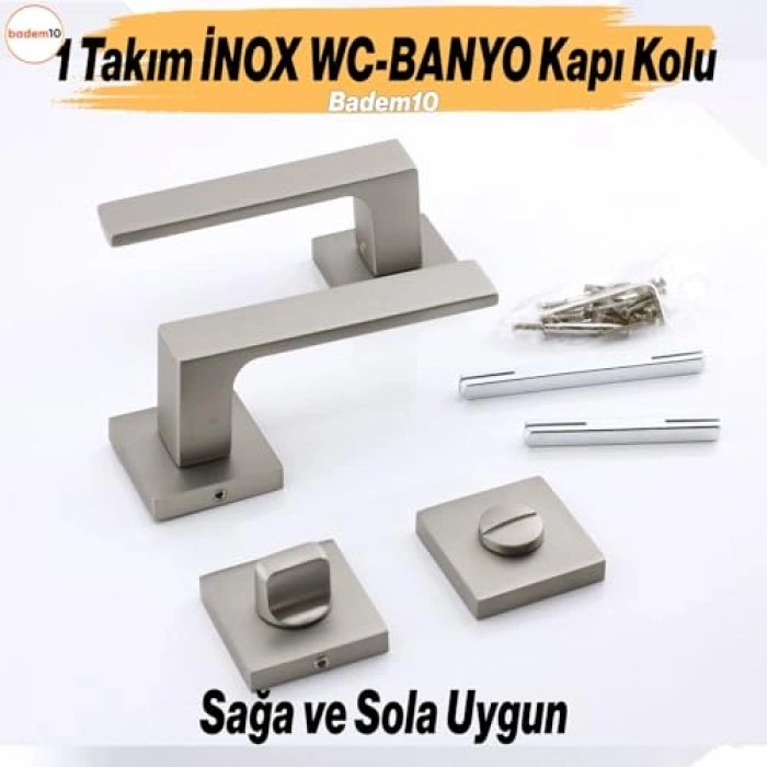 Kare Rozetli 1 Takım İç Dış Kapı Kolu, Kilitlenebilir Tasarım