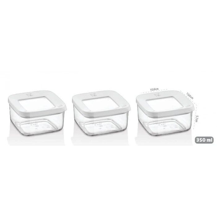 Kare Saklama Kabı, 3x350 ml Kapasite