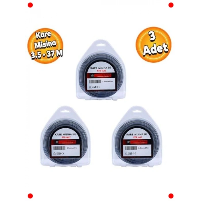 Kare Tırpan Misinası 3.5mm 37 Metre - Profesyonel 3lü Set