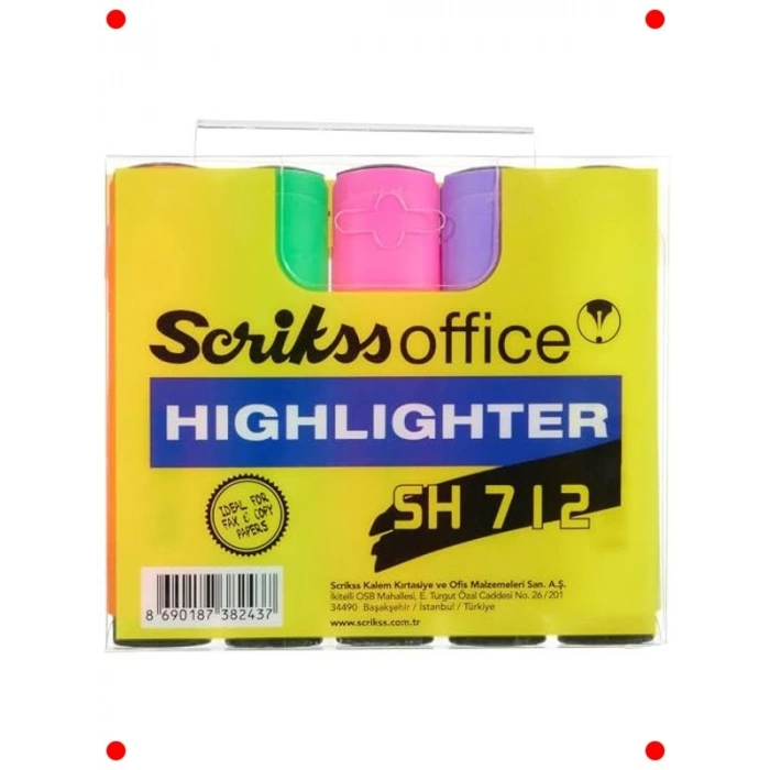 Karışık Renk 5li Fosforlu Kalem Seti