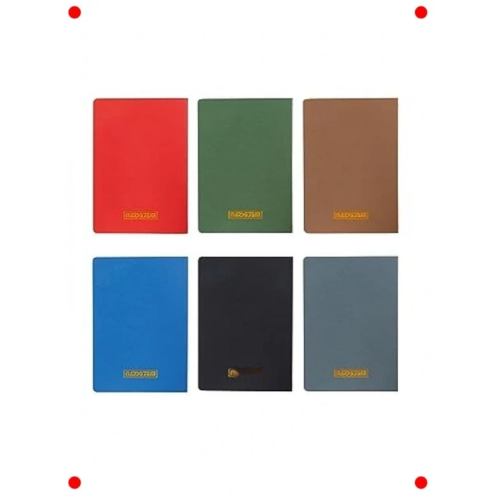 Karton Kapaklı A4 Boyut Defter Seti, 6 Adet, Koyu Renk